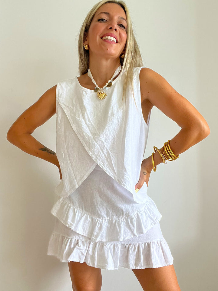 Top Lino Camelia White