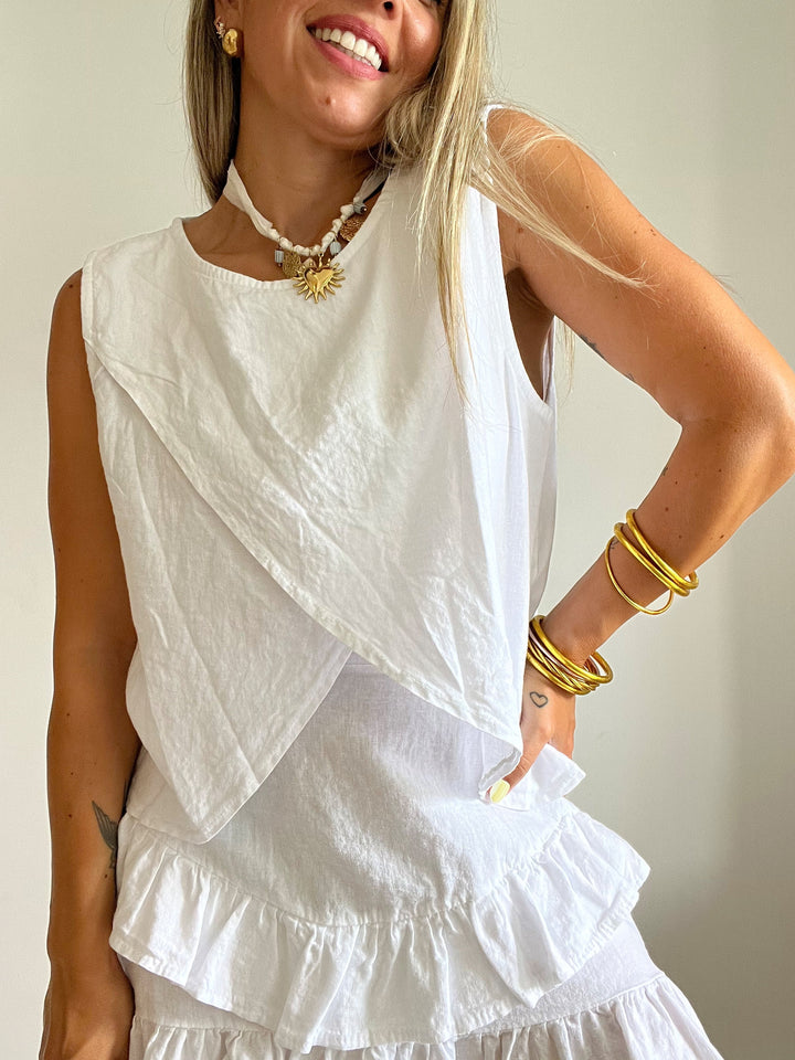 Top Lino Camelia White