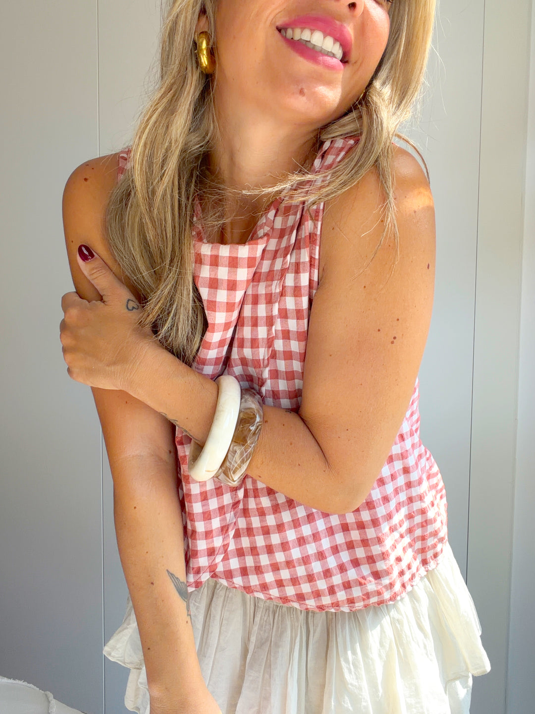 Blusa Vichy Nude