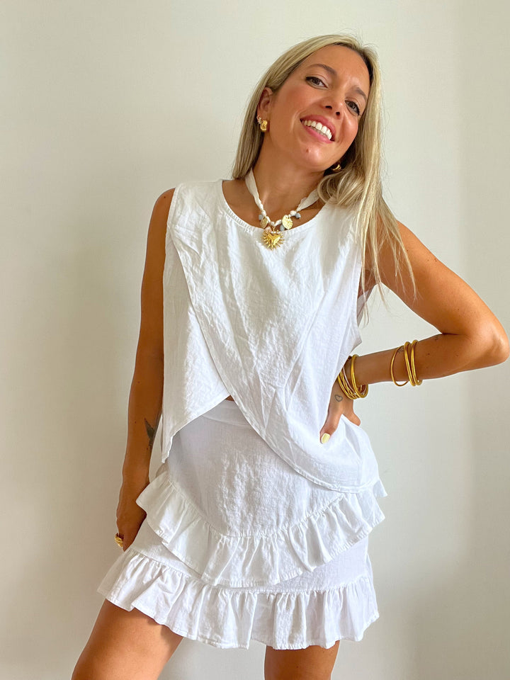 Top Lino Camelia White