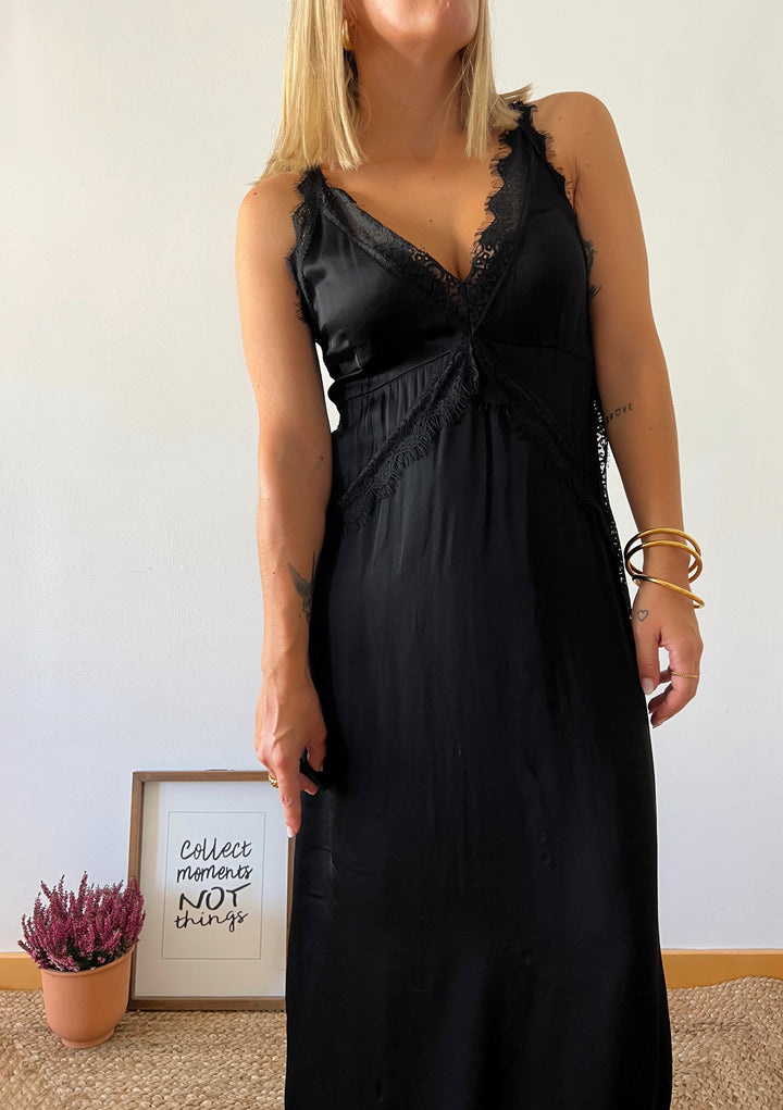 Vestido Lencero blonda Negro